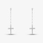Sterling Silver Rhodium Plated Cubic Zirconia Cross Drop Earrings 8.54.5085