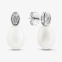 Sterling Silver Cubic Zirconia Pearl Oval Drop Earrings EOW70250FW