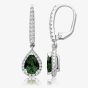 Sterling Silver Pear Cut Green Cubic Zirconia Dropper Earrings SEG0081EM