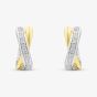 Two-Tone Cubic Zirconia Cross Over Hoop Earrings ME-1069GO