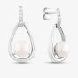 Sterling Silver Freshwater Pearl Open Teardrop Earrings EOW70096FW