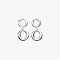 Silver Double Open Circle Dropper Earrings E5175