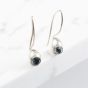 Silver Black Topaz Dropper Earrings E17