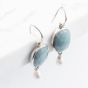 Sterling Silver Turquoise & Pearl Dropper Earrings ESFSTUPW