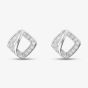 Silver Cubic Zirconia Open Square Stud Earrings E610858