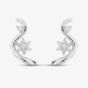 Silver Cubic Zirconia Swirl Flower Stud Earrings E614543