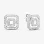 Silver Open Square Pave Stud Earrings E611954