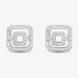 Silver Open Square Pave Stud Earrings E611954