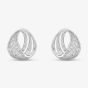 Silver Twisted Hoop Pave Stud Earrings E610287