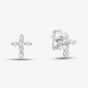 Sterling Silver Cubic Zirconia Cross Tiny Stud Earrings E1031 3A
