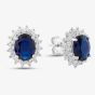 Morado Silver Oval Blue Cubic Zirconia Cluster Stud Earrings P8150E BLUE