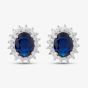 Morado Silver Oval Blue Cubic Zirconia Cluster Stud Earrings P8150E BLUE