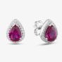 Morado Silver Pear Cut Red Cubic Zirconia Halo Stud Earrings THB-01E RED