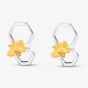 Sterling Silver Two-Tone Honeycomb & Bee Stud Earrings E5676