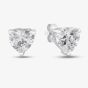 Silver Cubic Zirconia Heart Round Square Set of Three Stud Earrings OJS0036