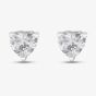 Silver Cubic Zirconia Heart Round Square Set of Three Stud Earrings OJS0036