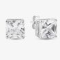 Silver Cubic Zirconia Heart Round Square Set of Three Stud Earrings OJS0036
