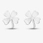 Silver Large Four Leaf Clover Plain Stud Earrings SEC0116B