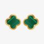 LUXE Silver Gold Plated Malachite Clover Stud Earrings 8.59.1901