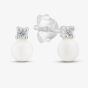 Sterling Silver Fresh Water Pearl Cubic Zirconia Stud Earrings E6236W