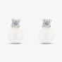 Sterling Silver Fresh Water Pearl Cubic Zirconia Stud Earrings E6236W