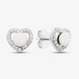 Sterling Silver Cubic Zirconia Heart Pearl Stud Earrings EOW70137FW