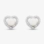 Sterling Silver Cubic Zirconia Heart Pearl Stud Earrings EOW70137FW