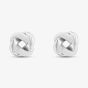 Sterling Silver Rhodium Plated White Enamel Small Knot Stud Earrings 8.55.9506