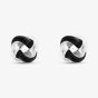 Sterling Silver Rhodium Plated Black Enamel Small Knot Stud Earrings 8.55.9507