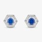 Sterling Silver Rhodium Plated Blue Cubic Zirconia Hexagon Stud Earrings 8.57.0018