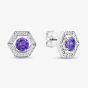 Sterling Silver Rhodium Plated Purple Cubic Zirconia Hexagon Stud Earrings 8.57.0020