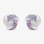 Sterling Silver Rhodium Plated Pink Cubic Zirconia Pave Knot Stud Earrings 8.57.0029