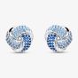 Sterling Silver Rhodium Plated Blue Cubic Zirconia Pave Knot Stud Earrings 8.57.0030