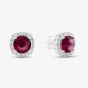 Sterling Silver Rhodium Plated White & Red Cubic Zirconia Stud Earrings 8.57.0046