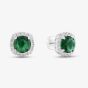 Sterling Silver Rhodium Plated White & Green Cubic Zirconia Stud Earrings 8.57.0047