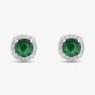 Sterling Silver Rhodium Plated White & Green Cubic Zirconia Stud Earrings 8.57.0047