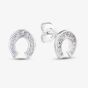 Sterling Silver Rhodium Plated Pink Cubic Zirconia Horseshoe Stud Earrings 8.59.1069