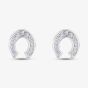 Sterling Silver Rhodium Plated Pink Cubic Zirconia Horseshoe Stud Earrings 8.59.1069