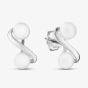 Sterling Silver Double Pearl Infinity Stud Earrings EOW70226FW