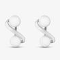 Sterling Silver Double Pearl Infinity Stud Earrings EOW70226FW