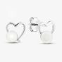 Sterling Silver Pearl Open Heart Stud Earrings EOW70265FW