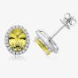 Sterling Silver Oval Yellow Cubic Zirconia Halo Stud Earrings SEG0025YZ
