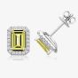 Sterling Silver Emerald Cut Yellow Cubic Zirconia Stud Earrings SEG0027YZ