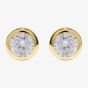 Unique Gold Plated Round Cubic Zirconia Stud Earrings ME-898GO