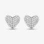Sterling Silver Cubic Zirconia Heart Stud Earrings ME-1077