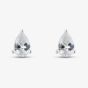 Silver Pear Cut Cubic Zirconia Stud Earrings EPS4X6 (BK)