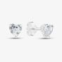 Silver Heart Cut Cubic Zirconia Stud Earrings EHT5X5 (BK)