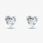 Silver Heart Cut Cubic Zirconia Stud Earrings EHT5X5 (BK)