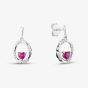 Sterling Silver Heart Shaped Pink Cubic Zircoia Oval Drop Stud Earrings AE24675Z-RSY/R