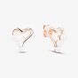 Rose Gold Tone Plated Sterling Silver Freshwater Pearl Heart Stud Earrings 05S2AZE634607
